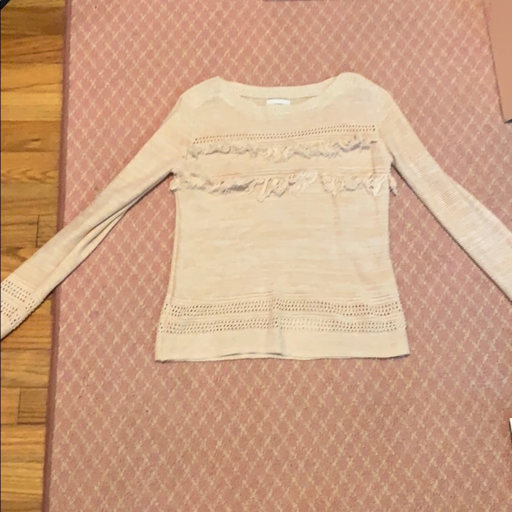 Baby pink fringe sweater